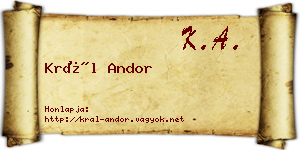 Král Andor névjegykártya
